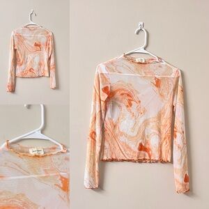 Free Kisses Orange Swirl Long Sleeve Top